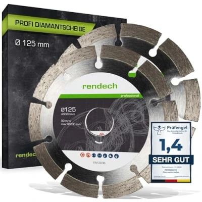Obrázek 2x profesionální diamantový kotouč 125 mm na beton, žulu, kámen, cihly atd. s vysokým řezným výkonem rendech® značková kvalita