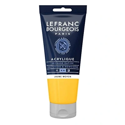 Obrázek Lefranc Bourgeois 300390 Fine akrylová barva žlutá střední, 80ml tuba, krémová na vodní bázi, rychleschnoucí, stálá světle, voděodolná