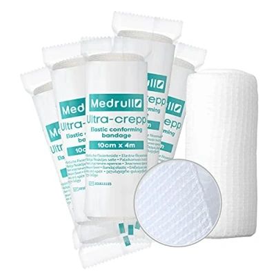 Obrázek Medrull 15 kusů 10 cm x 4 m sada gázových obvazů velké fixační obvazy obvazový materiál ULTRA CREPP