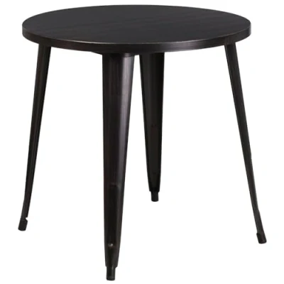 Obrázek Flash Furniture 30&#039;&#039; Round Black Antique Gold Metal Indoor Outdoor Table