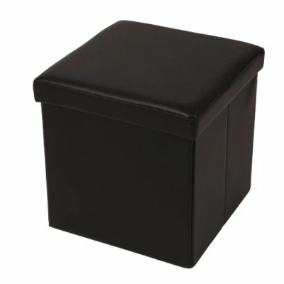 Obrázek ECHTWERK Kostka sedadla, Storecube, polstrovaná stolička s úložným prostorem, skládací úložný box, podnožka, skládací, funkce jako servírovací stolek, odnímatelné víko, umělá kůže, černá, cca 38 x