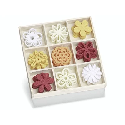 Obrázek Plstěný box ornament květina 45 ks
