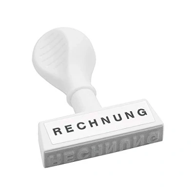 Obrázek Wedo 19327 Skladový text razítko faktura, plast, šířka otisku 45 mm ergonomická rukojeť, bílá