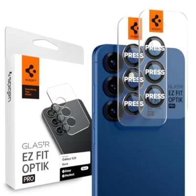 Obrázek Spigen Sklo. tR EZ Fit Optik Pro ochrana fotoaparátu kompatibilní se Samsung Galaxy S25, 2 kusy, černá, individuální fotoaparátu, fólie proti poškrábání, tvrdost 9H