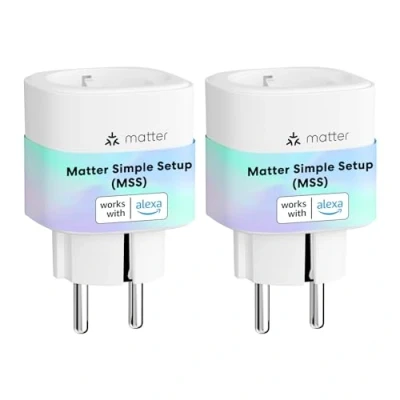 Obrázek Meross Matter Smart zásuvky se spotřebou proudu, Wi Fi s elektroměrem pro balkonovou elektrárnu, funguje Apple HomeKit, Alexa a Google, 16 A, FFS ver. 2 ks