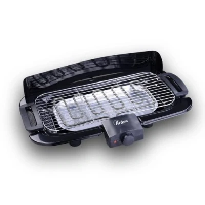 Obrázek ARDES Elektrogrill Rauchfrei 2000 W Tragbarer elektrischer Balkongrill Grill für Innen und Außenbereich Schwarze Farbe Modell AR1B02, Schwarz