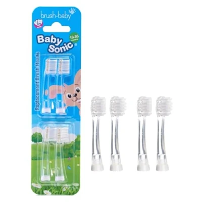 Obrázek Brush Baby náhradní hlavice zubních kartáčků pro elektrický zubní kartáček BabySonic, kartáčky věk 1836 měsíců balení 4 ks
