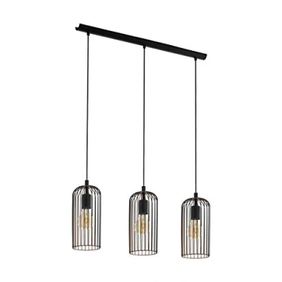 Obrázek EGLO Závěsné svítidlo Roccamena, 3 žárovky vintage závěsná lampa, retro lampa z kovu v černé a mědi, objímka: E27