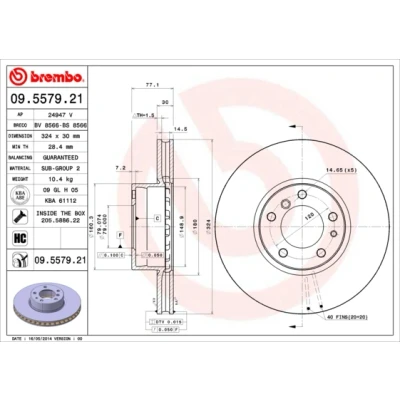 Obrázek Brembo 09.5579.21 COATED DISC LINE brzdový kotouč pár