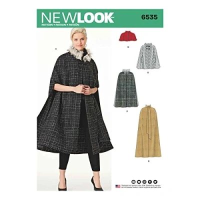 Obrázek New Look Schnittmuster 6535 Damen Cape in Vier Längen, Papier, weiß, 22 x 15 1 cm