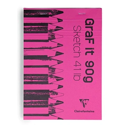 Obrázek Clairefontaine 96621C skicák Graf it, DIN A5, 14,8 x 21 cm, 80 listů, 90 g, čistý, sešitý, ideální pro suché techniky, 1 kus, barevně tříděné