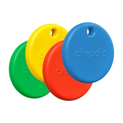 Obrázek Chipolo Hledač klíčů POP pestrobarevný, kompatibilní a hlasitý Bluetooth tracker s Nechte si zazvonit svůj mobil, Apple, kde je nebo Google Najít můj přístroj balení 4 ks (mix barev