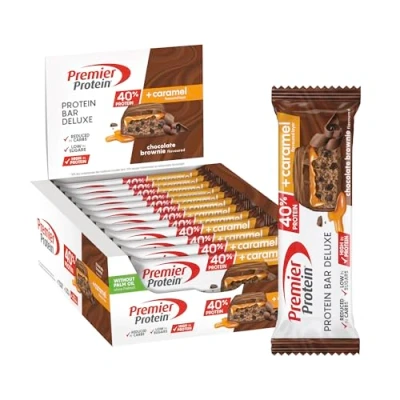 Obrázek Premier Protein Bar Deluxe 40% Chocolate Brownie 12 x 50 g Low Sugar Carb bez palmového oleje