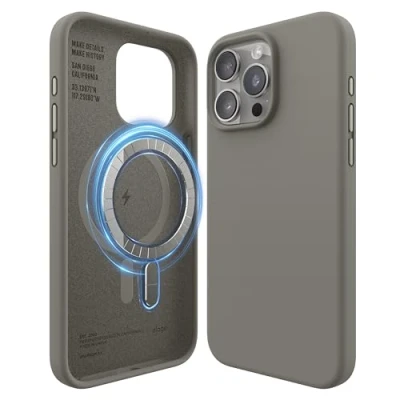 Obrázek elago Magnetické silikonové pouzdro kompatibilní s iPhone 15 Pro Max, příslušenstvím MagSafe, integrovaný magnet, prémiový silikon, ochranné na celé tělo [5vrstvá struktura]