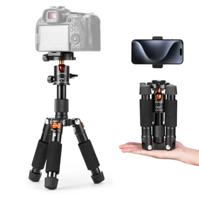 Obrázek K&amp;F Concept Mini stativ, kompaktní stativ kamery s 360 kulovou hlavou 52 cm, stolní držákem na mobil, Tripod pro Canon g7x/Sony/Nikon/Fujifilm, max. zatížení do 6 kg, S225A1+