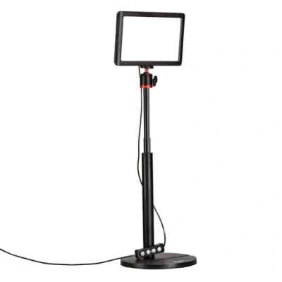 Obrázek Rollei Lumis Key Light, LED video světlo vč. stativu na stůl s dálkovým ovládáním kabelu pro osvětlení streamů a konferencí, 28555 černá