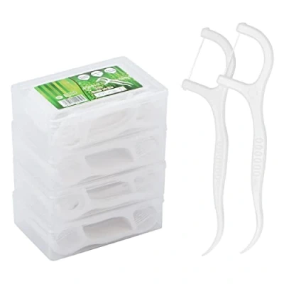 Obrázek zubní nit Dental Floss 200 kusů nitě Stick s držákem na párátka, zub drát, péče o zuby mezizubní ploutve ve tvaru Y, Disposable tyčinky čistič zubů