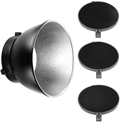 Obrázek NEEWER 7 palců/18 cm standardní reflektorový difuzor s voštinovou mřížkou 10/30/50 stupňů pro Bowens Mount studiové světlo, stroboskopický blesk