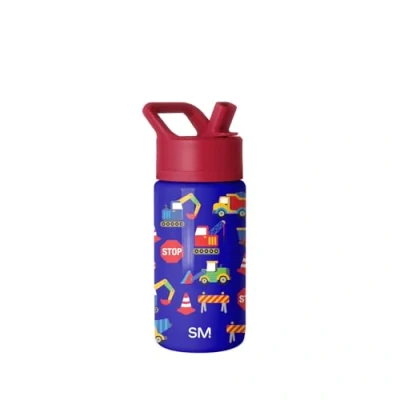 Obrázek Simple Modern dětská láhev na pití s brčkem Sport izolovaná z ušlechtilé oceli pro malé děti, chlapce a dívky Summit 415 ml Under Construction