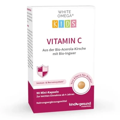 Obrázek Vitamín C pro děti z třešně bio aerola s zázvorem imunitní systém bez cukru 90 mini kapslí (1 měsíc)