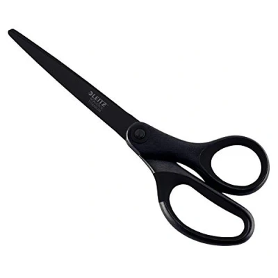 Obrázek Leitz nůžky Titan proti ulpívání, kvalitní pro domácnost s ergonomickou rukojetí, čepele z nerezové oceli, domácnost, kancelář a školu, délka 18 cm, černé, 54196095