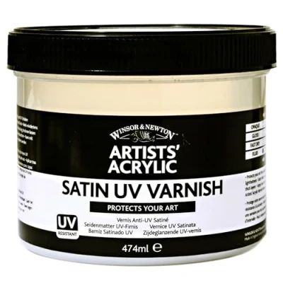 Obrázek Winsor &amp; Newton 3050931 UV lak hedvábně matný, ochranná vrstva pro akrylové obrazy 450ml láhev