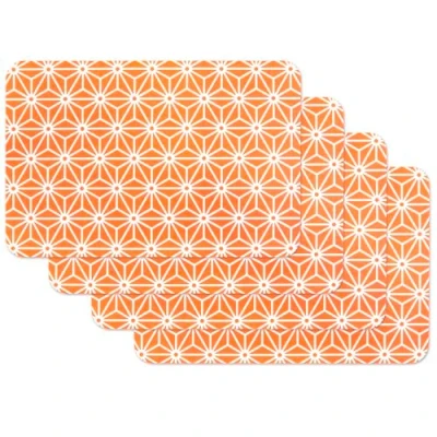 Obrázek Venilia Stolní sada prostírání do jídelny Osaka oranžová vintage vzor kaleidoskopu, 4dílná omyvatelný polypropylen, vhodné pro potraviny 45 x 30 cm, 4 kusy, 59061