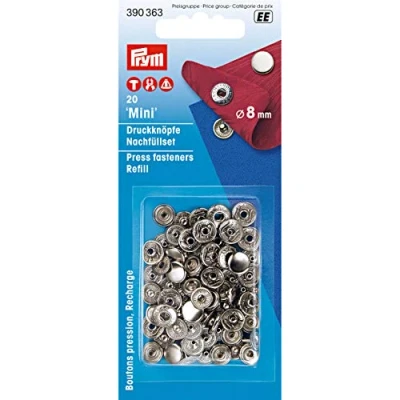 Obrázek Prym 390363 náhradní balení pro 390360 bez šití patentka mini, mosaz stříbrná, 8 mm, kov