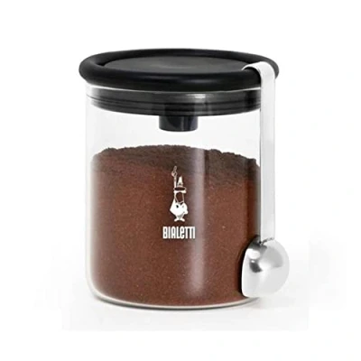 Obrázek Bialetti 250 g Mokkaglas für Kaffee (mit Verschluss), Glas, Schwarz,transparent