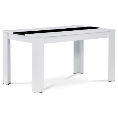 Obrázek Jídelní stůl 138x80x75, MDF, bílé lamino, dekorativní černý pruh AT B140 WT1