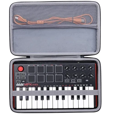 Obrázek co2CREA Case tvrdé cestovní ochranné pouzdro taška pro AKAI Professional MPK Mini MK3 /MPK MKII 25 tlačítek USB MIDI Keyboard Controller, pouze pouzdro, Černé + vnitřní šedá,