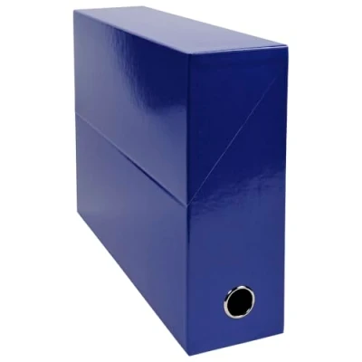Obrázek Exacompta 89922E 1 Iderama Transferový box z probarveného papíru Zadní strana 90 mm Kovové oko pro formát A4 Rozměry 25,5 x 34 9 cm Barva tmavě modrá Dodává se smontovaná