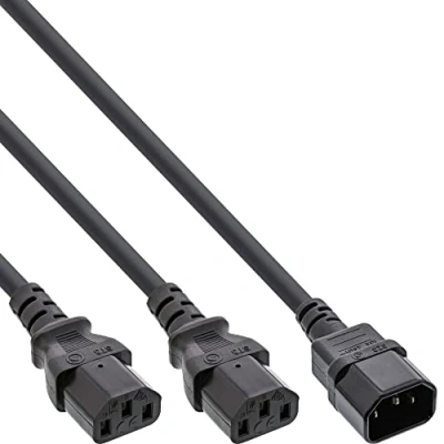 Obrázek InLine 16633 síťový kabel Y, studená zařízení, 1x IEC C14 na 2x C13, 1,8 m