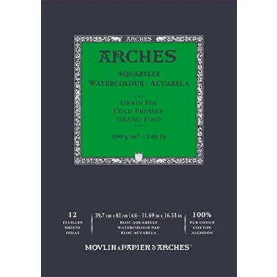 Obrázek ARCHES A1795094 Block Enc 29,7 x 42 12H Aquarelle 100% fein 300 g Blanc Nat, Naturweiß