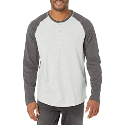 Obrázek Amazon Essentials Pánské Henley tričko S dlouhými rukávy a normálním střihem (k dostání ve Big &amp; Tall), tmavě šedá světle melírovaná,