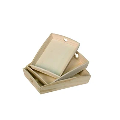 Obrázek Artemio VIPBC Set mit 3 Tabletts, rechteckig, Herzen, Holz, Beige, 35 x 6,5 27 cm