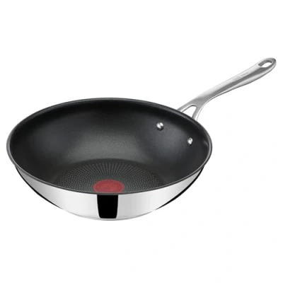 Obrázek Tefal Pánev Jamie Oliver by Cook&#039;s Direct On wok, 28 cm, nepřilnavý povrch, termo signál, nýtovaná rukojeť, vhodná pro indukci, ušlechtilá ocel, E3041934