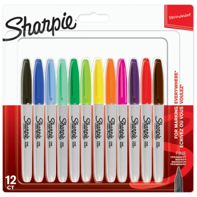 Obrázek Sharpie Permanentní popisovač Popisovače s jemným hrotem smíšené barvy 12 kusů tržní sada