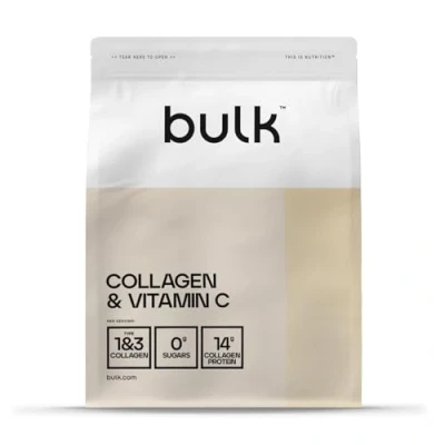 Obrázek Bulk kolagen a prášek s vitaminem C, 12 000 mg na porci, hydrolizované kolagenové peptidy, typ 1 3, chuťově neutrální, 500 g