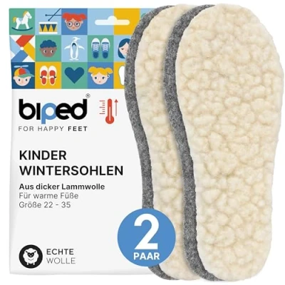 Obrázek biped 2 Paar Kinder Lamm Wollsohlen Extra dicke Winter Einlegesohlen aus Lammwolle und Filz Wärmende Einlagen z2690(24 25)