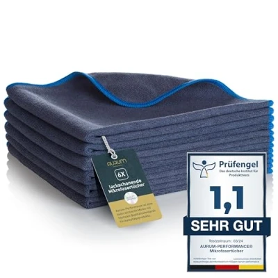 Obrázek Aurum Performance® utěrky z mikrovlákna šetrné k laku (400 GSM, 6dílná sada), péče o auto hadřík s extrémní savostí 100% lešticí hadříky nepouštějící vlákna