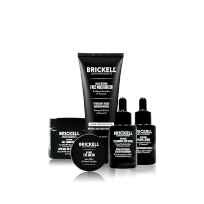 Obrázek Brickell Men&#039;s Products Kompletní defense anti aging routine, krém na noční obličej, vitamin c den a sérum, zvlhčující w/spf oční krém, přírodní bio vonící
