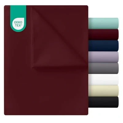 Obrázek Utopia Bedding prostěradlo bez stahovací gumy 270 x 290 cm na postel 180 200 plochý list měkké kartáčované mikrovlákno vínově červená