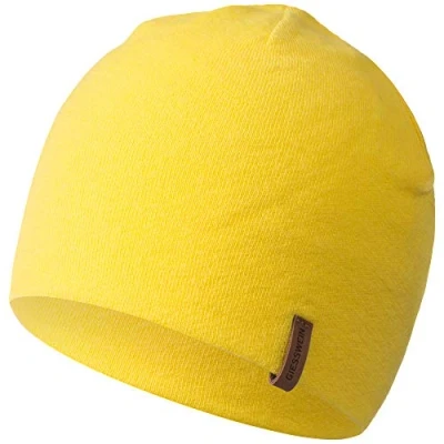 Obrázek Giesswein Zkosená špička Unisex pletená čepice z merino vlny pro dámy a pány, prodyšná, regulující teplotu, Beanie muže ženy, ideální zimní sporty, vhodná každý tvar hlavy, Žlutá (127)
