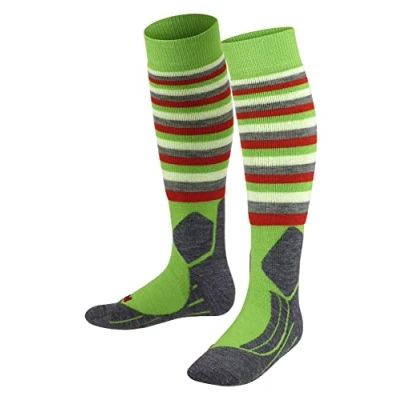 Obrázek FALKE Unisex dětské SK2 Stripes lyžařské ponožky středně silné polstrování proti foukání podkolenky pro lyžování prodyšné rychleschnoucí regulující klima, vlna zabraňující zápachu funkční