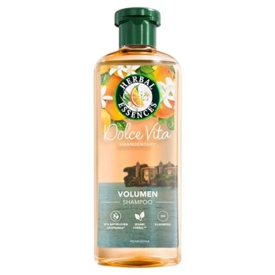 Obrázek Herbal Essences Objem šamponu s pomerančovou vůní 350 ml, od jemných vlasů po posílené vlasy v plném objemu kořene až špičku, obsaženými látkami přírodního původu, veganský, bez silikonů
