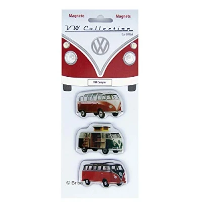 Obrázek BRISA VW Collection Volkswagen Lednička Kancelářské magnety na nástěnnou stěnu s motivy autobusu T1 Bulli (sada 3 ks / Camper/barevné)