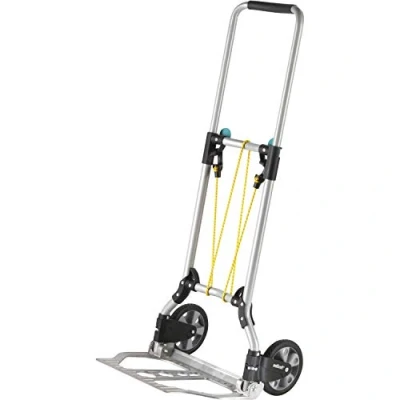 Obrázek Transportní systém TS 600 od Wolfcraft, 5505000, pohodlný a skládací ruční vozík s nosností do 70 kg, stabilní na nápojové přepravky, květináče atd.