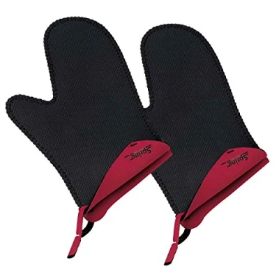 Obrázek Spring Grips chňapky žáruvzdorné neopren 40 až 250 C protiskluzové univerzální velikost, 23 x 15 cm černá, červená sada chňapek