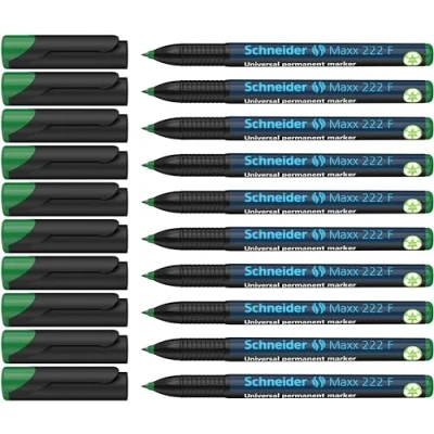 Obrázek Schneider Maxx 222 F univerzální zvýrazňovač (permanentní, Cap Off Ink, doplňovatelný, 0,7 mm) balení 10 ks zelená